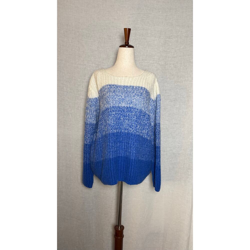 Coster Copenhagen Blue and Cream Striped Sweater 
Size XL